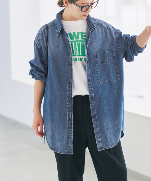 Spick & Span(スピックアンドスパン)の「6ozデニムシャツ(シャツ/ブラウス・レディース・ブルー系その他/サックスブルー・FREE)」の14枚目の写真
