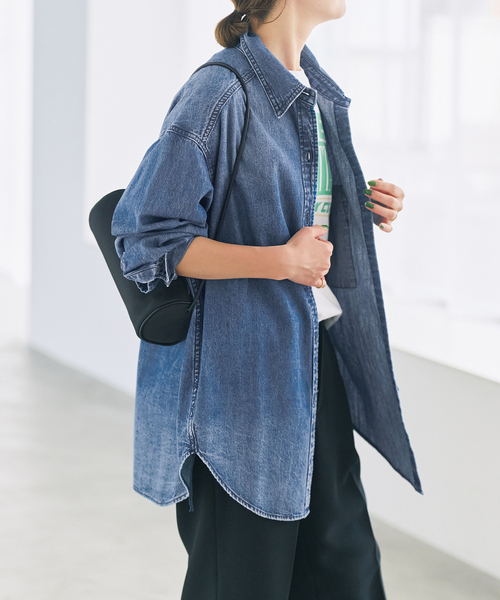 Spick & Span(スピックアンドスパン)の「6ozデニムシャツ(シャツ/ブラウス・レディース・ブルー系その他/サックスブルー・FREE)」の3枚目の写真