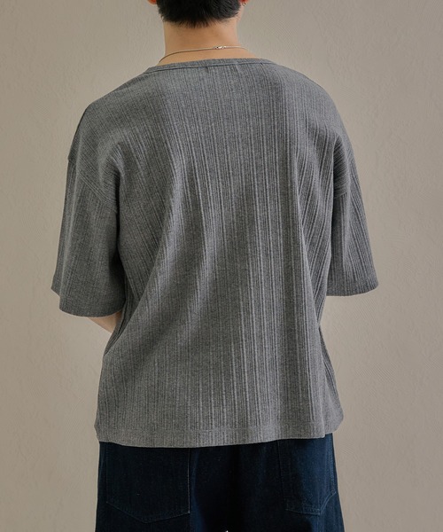 epnok(エプノック)の「テクスチャードディープヘンリーネックルーズ半袖Tee(Tシャツ/カットソー・メンズ・ベージュ/レッド/グレー/ネイビー/ブラック・MEDIUM/SMALL/LARGE)」の17枚目の写真