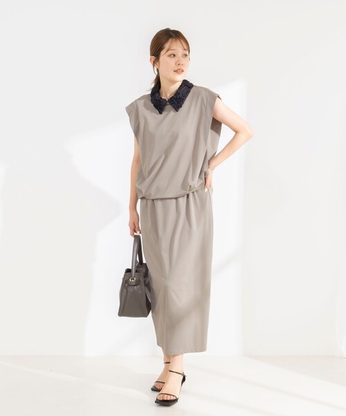 NOLLEY’S(ノーリーズ)の「《セットアップ対応/接触冷感》【BECシリーズ】ウォッシャブルハイスペックジャージノースリーブ(Tシャツ/カットソー・レディース・ベージュ/ホワイト/ブラック・38)」の12枚目の写真