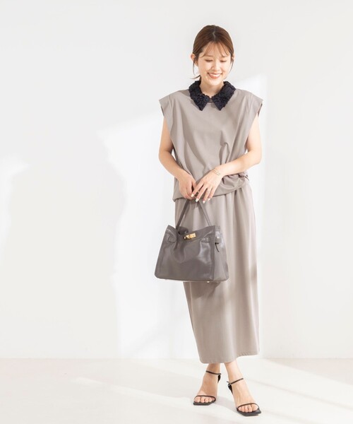 NOLLEY’S(ノーリーズ)の「《セットアップ対応/接触冷感》【BECシリーズ】ウォッシャブルハイスペックジャージノースリーブ(Tシャツ/カットソー・レディース・ベージュ/ホワイト/ブラック・38)」の13枚目の写真