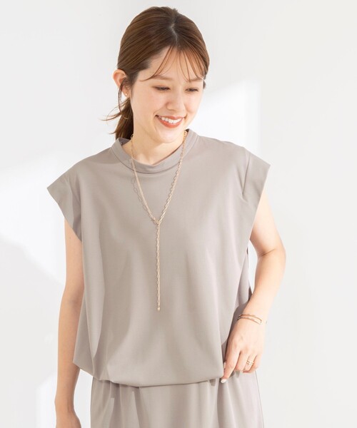 NOLLEY’S(ノーリーズ)の「《セットアップ対応/接触冷感》【BECシリーズ】ウォッシャブルハイスペックジャージノースリーブ(Tシャツ/カットソー・レディース・ベージュ/ホワイト/ブラック・38)」の20枚目の写真