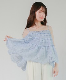 < ZOZOTOWN限定 >スカラップヘムレーストップス