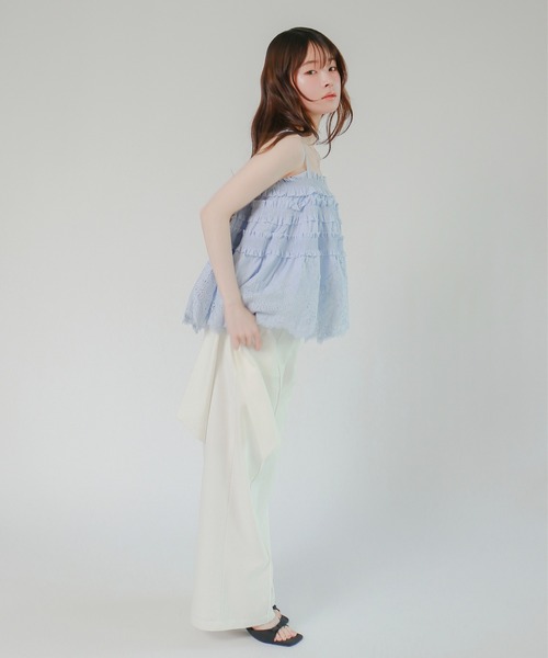 mic by Olu.(ミックバイオルドット)の「< ZOZOTOWN限定 >スカラップヘムレーストップス(シャツ/ブラウス・レディース・ライトブルー/ホワイト・FREE)」の3枚目の写真
