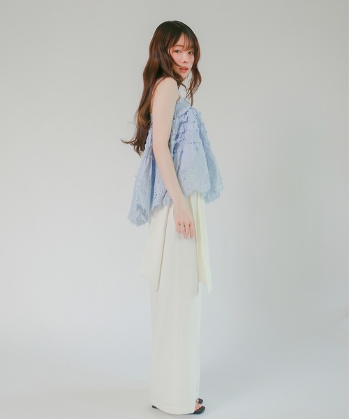 mic by Olu.(ミックバイオルドット)の「< ZOZOTOWN限定 >スカラップヘムレーストップス(シャツ/ブラウス・レディース・ライトブルー/ホワイト・FREE)」の4枚目の写真
