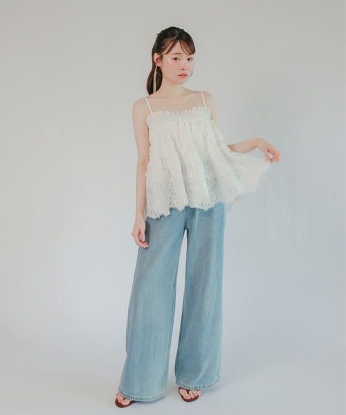 mic by Olu.(ミックバイオルドット)の「< ZOZOTOWN限定 >スカラップヘムレーストップス(シャツ/ブラウス・レディース・ライトブルー/ホワイト・FREE)」の9枚目の写真