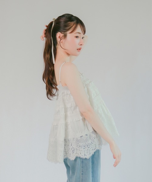 mic by Olu.(ミックバイオルドット)の「< ZOZOTOWN限定 >スカラップヘムレーストップス(シャツ/ブラウス・レディース・ライトブルー/ホワイト・FREE)」の12枚目の写真