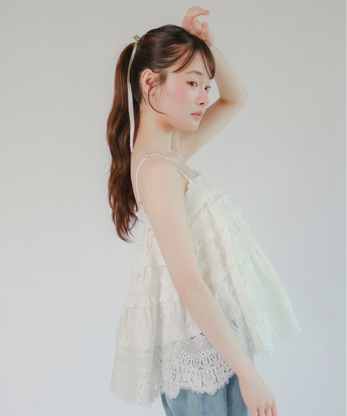 mic by Olu.(ミックバイオルドット)の「< ZOZOTOWN限定 >スカラップヘムレーストップス(シャツ/ブラウス・レディース・ライトブルー/ホワイト・FREE)」の13枚目の写真