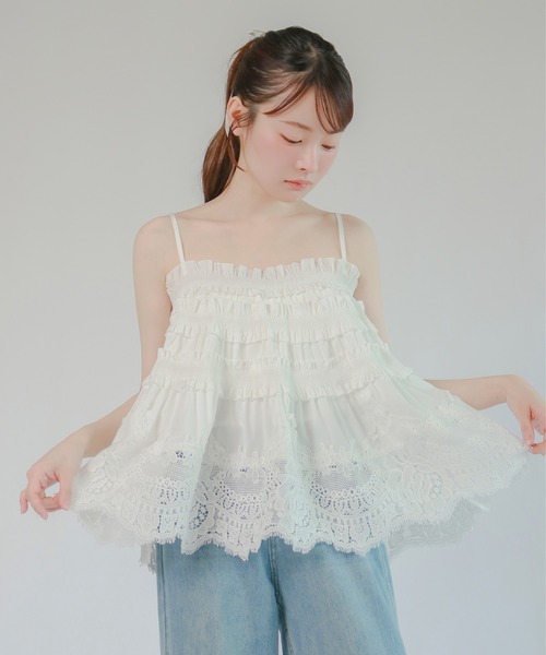 mic by Olu.(ミックバイオルドット)の「< ZOZOTOWN限定 >スカラップヘムレーストップス(シャツ/ブラウス・レディース・ライトブルー/ホワイト・FREE)」の14枚目の写真