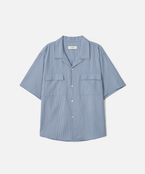 TRIP LE SENS（トリップ ル センス）の「ダブルポケットストライプハーフシャツ_ブルー（シャツ/ブラウス・メンズ・その他・LARGE/MEDIUM）」の4枚目の写真