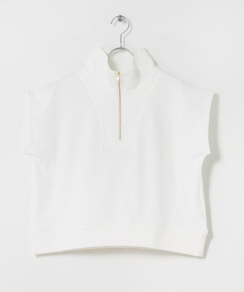 ITEMS URBANRESEARCH(アイテムズ アーバンリサーチ)の「裏毛ハーフジップショートプルオーバー(スウェット・レディース・グレー/ネイビー/ホワイト・FREE)」の8枚目の写真