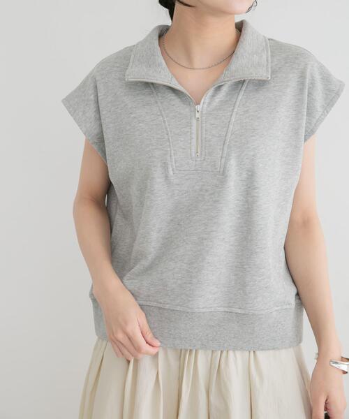 ITEMS URBANRESEARCH(アイテムズ アーバンリサーチ)の「裏毛ハーフジップショートプルオーバー(スウェット・レディース・グレー/ネイビー/ホワイト・FREE)」の10枚目の写真