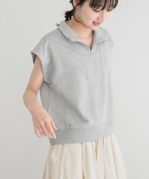 ITEMS URBANRESEARCH(アイテムズ アーバンリサーチ)の「裏毛ハーフジップショートプルオーバー(スウェット・レディース・グレー/ネイビー/ホワイト・FREE)」の11枚目の写真