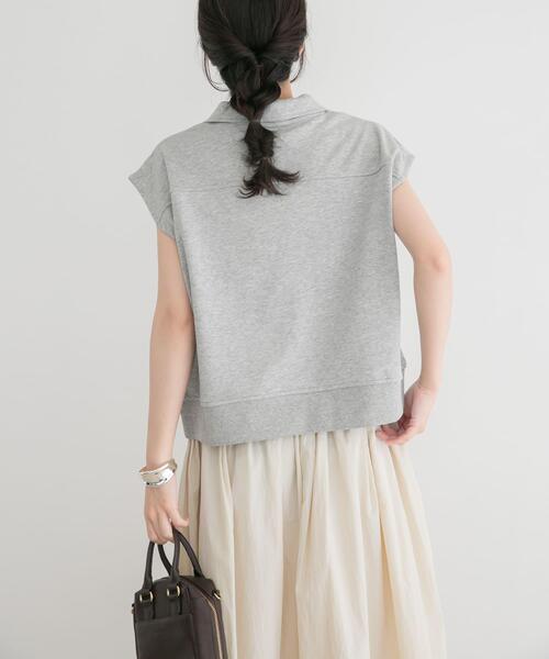 ITEMS URBANRESEARCH(アイテムズ アーバンリサーチ)の「裏毛ハーフジップショートプルオーバー(スウェット・レディース・グレー/ネイビー/ホワイト・FREE)」の12枚目の写真