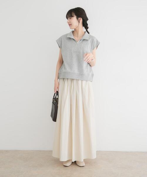 ITEMS URBANRESEARCH(アイテムズ アーバンリサーチ)の「裏毛ハーフジップショートプルオーバー(スウェット・レディース・グレー/ネイビー/ホワイト・FREE)」の13枚目の写真