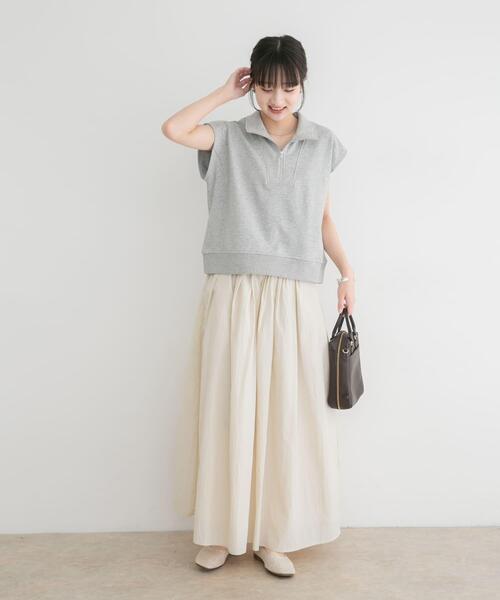 ITEMS URBANRESEARCH(アイテムズ アーバンリサーチ)の「裏毛ハーフジップショートプルオーバー(スウェット・レディース・グレー/ネイビー/ホワイト・FREE)」の14枚目の写真