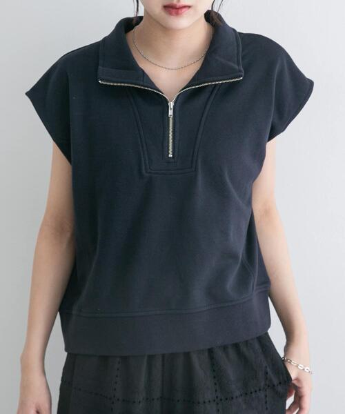 ITEMS URBANRESEARCH(アイテムズ アーバンリサーチ)の「裏毛ハーフジップショートプルオーバー(スウェット・レディース・グレー/ネイビー/ホワイト・FREE)」の17枚目の写真