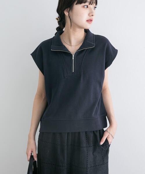 ITEMS URBANRESEARCH(アイテムズ アーバンリサーチ)の「裏毛ハーフジップショートプルオーバー(スウェット・レディース・グレー/ネイビー/ホワイト・FREE)」の19枚目の写真