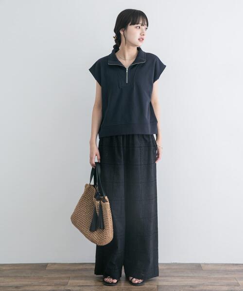 ITEMS URBANRESEARCH(アイテムズ アーバンリサーチ)の「裏毛ハーフジップショートプルオーバー(スウェット・レディース・グレー/ネイビー/ホワイト・FREE)」の20枚目の写真