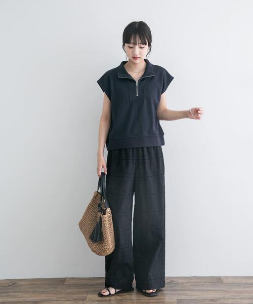 ITEMS URBANRESEARCH(アイテムズ アーバンリサーチ)の「裏毛ハーフジップショートプルオーバー(スウェット・レディース・グレー/ネイビー/ホワイト・FREE)」の21枚目の写真