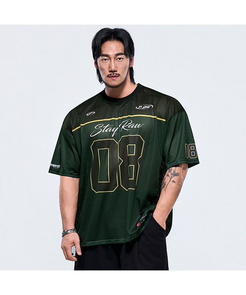 PHYSICAL GARMENTS（フィジカルガーメンツ）の「P2645 オールメッシュラグビー ジャイアント 半袖 [2COLOR]（Tシャツ/カットソー・メンズ・グリーン/ブラウン・LARGE/XX-LARGE）」の2枚目の写真