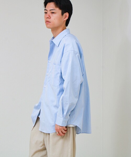 GLOSTER（グロスター）の「【上品なツヤ感と極上の着心地】supima cotton/スーピマコットン ロングスリーブシャツ（シャツ/ブラウス・メンズ・ダークネイビー/サックスブルー・L/M/S）」の4枚目の写真