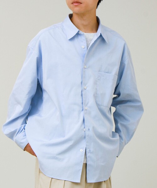 GLOSTER（グロスター）の「【上品なツヤ感と極上の着心地】supima cotton/スーピマコットン ロングスリーブシャツ（シャツ/ブラウス・メンズ・ダークネイビー/サックスブルー・L/M/S）」の6枚目の写真