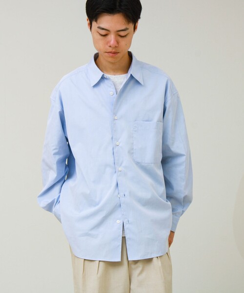 GLOSTER（グロスター）の「【上品なツヤ感と極上の着心地】supima cotton/スーピマコットン ロングスリーブシャツ（シャツ/ブラウス・メンズ・ダークネイビー/サックスブルー・L/M/S）」の7枚目の写真