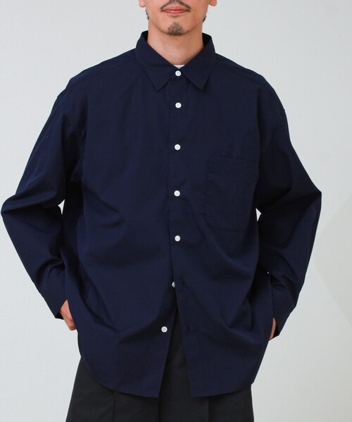 GLOSTER（グロスター）の「【上品なツヤ感と極上の着心地】supima cotton/スーピマコットン ロングスリーブシャツ（シャツ/ブラウス・メンズ・ダークネイビー/サックスブルー・L/M/S）」の15枚目の写真