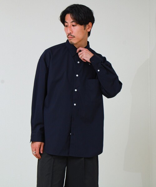 GLOSTER（グロスター）の「【上品なツヤ感と極上の着心地】supima cotton/スーピマコットン ロングスリーブシャツ（シャツ/ブラウス・メンズ・ダークネイビー/サックスブルー・L/M/S）」の18枚目の写真