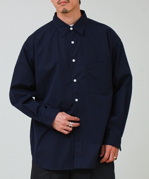 GLOSTER（グロスター）の「【上品なツヤ感と極上の着心地】supima cotton/スーピマコットン ロングスリーブシャツ（シャツ/ブラウス・メンズ・ダークネイビー/サックスブルー・L/M/S）」の22枚目の写真