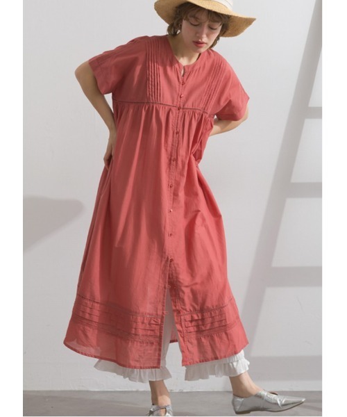 LAUTRE COTE(ロウトレコウト)の「綿ボイル ピンタック レース ワンピースチュニック(ワンピース・レディース・カーキ/テラコッタ/ブラック・FREE)」の13枚目の写真