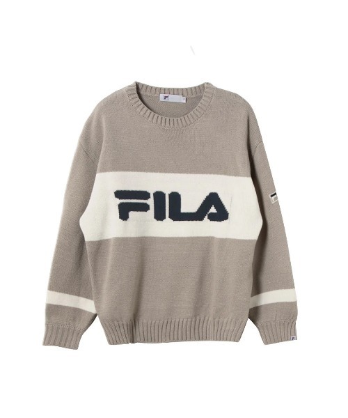 FILA(フィラ)の「CREW NECK KNIT / クルーネックニット(ニット/セーター・レディース・ワインレッド/ブラック/ライトグレー・M/XL/L)」の2枚目の写真