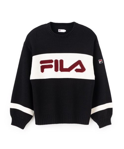 FILA(フィラ)の「CREW NECK KNIT / クルーネックニット(ニット/セーター・レディース・ワインレッド/ブラック/ライトグレー・M/XL/L)」の1枚目の写真