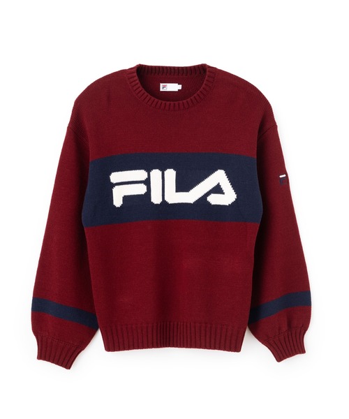 FILA(フィラ)の「CREW NECK KNIT / クルーネックニット(ニット/セーター・レディース・ワインレッド/ブラック/ライトグレー・M/XL/L)」の3枚目の写真