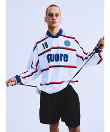 HIGHTIDEFRANKIE（ハイタイドフランキー）の「CUORE CHE BATTE LONG SLEEVE FOOTBALL JERSEY WHITE（Tシャツ/カットソー）」