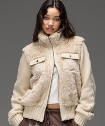 X-girl | FAUX FUR AND KNIT JACKET(その他アウター)