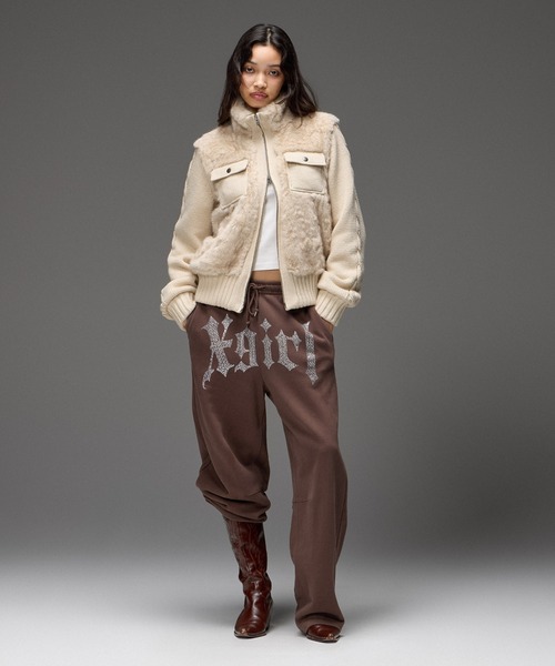 X-girl(エックスガール)の「FAUX FUR AND KNIT JACKET(その他アウター・レディース・オフホワイト/ライトパープル/ブラック・ONE SIZE)」の10枚目の写真