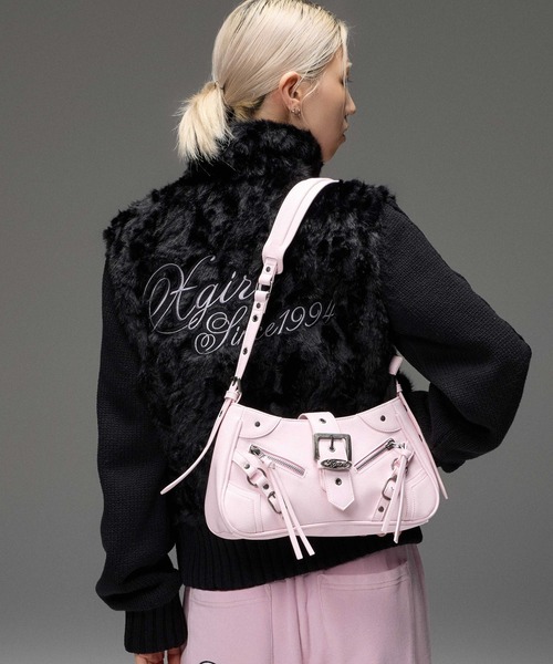 X-girl(エックスガール)の「FAUX FUR AND KNIT JACKET(その他アウター・レディース・オフホワイト/ライトパープル/ブラック・ONE SIZE)」の13枚目の写真