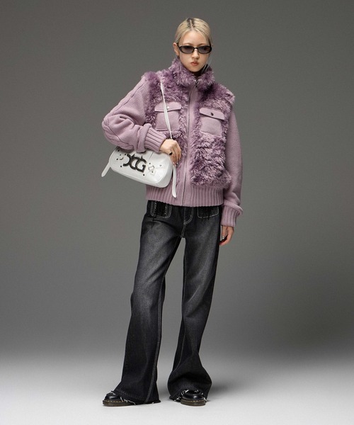 X-girl(エックスガール)の「FAUX FUR AND KNIT JACKET(その他アウター・レディース・オフホワイト/ライトパープル/ブラック・ONE SIZE)」の22枚目の写真