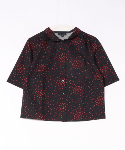 agnes b.(アニエスベー)の「ハートプリント コットン 半袖 シャツ "Ginette"(シャツ/ブラウス・レディース・レッド・36)」の1枚目の写真