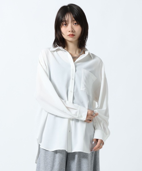 PAGEBOY(ページボーイ)の「メルティシャツ(シャツ/ブラウス・レディース・オフホワイト/ブラック/ターコイズブルー・FREE)」の8枚目の写真