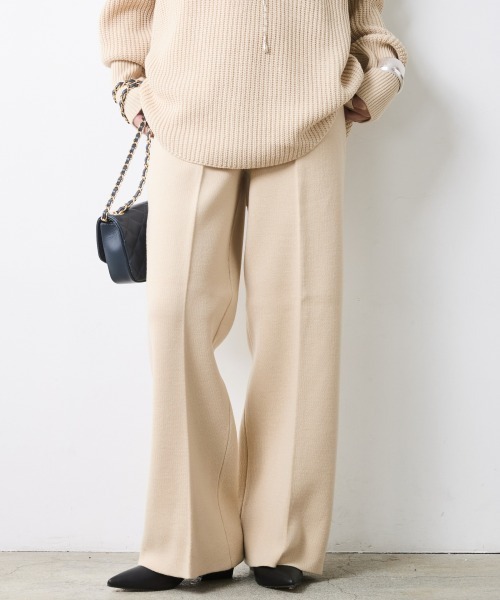 CHIC STYLE(シックスタイル)の「ニットワイドストレートパンツ<大きいサイズ有>シックスタイル(その他パンツ・レディース・ブラック/グレー/ワイン/ライトベージュ・3L/LL/L/M/5L/4L)」の4枚目の写真