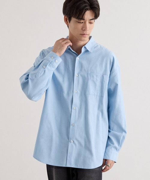 MONO-MART(モノマート)の「【EASY COMFORTシリーズ】ロイヤルオックス オーバーサイズ レギュラーカラー長袖シャツ<UVカット・イージーケア>(シャツ/ブラウス・メンズ・サックスブルー/オフホワイト/グレー系/ダークネイビー/ブラウン系/チャコール・L/S/M)」の12枚目の写真