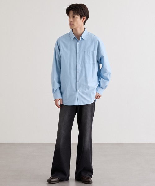 MONO-MART(モノマート)の「【EASY COMFORTシリーズ】ロイヤルオックス オーバーサイズ レギュラーカラー長袖シャツ<UVカット・イージーケア>(シャツ/ブラウス・メンズ・サックスブルー/オフホワイト/グレー系/ダークネイビー/ブラウン系/チャコール・L/S/M)」の15枚目の写真