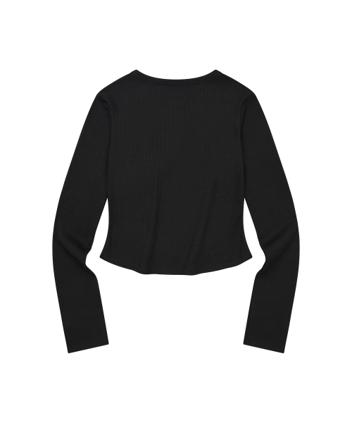LMR（エルエムアール）の「レタリンググラフィックワッフルヘンリーネック長袖TシャツBLACK（Tシャツ/カットソー・レディース・ブラック・MEDIUM/SMALL）」の3枚目の写真