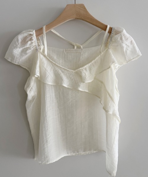 LOENNE(ロエヌ)の「Ruffle Puff Blouse / フリルパフブラウス(Tシャツ/カットソー・レディース・アイボリー/グレー/ブラック・FREE)」の17枚目の写真