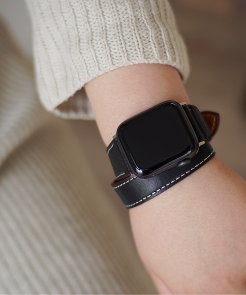 Port(ポート)の「【 Port / ポート 】 Apple Watch 2重 デザイン ステッチ バンド / アップルウォッチ #(デジタル腕時計・レディース・ブラック/ブラック系その他/キャメル/チャコールグレー・B/A)」の2枚目の写真