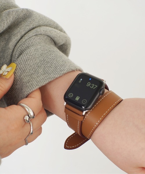 Port(ポート)の「【 Port / ポート 】 Apple Watch 2重 デザイン ステッチ バンド / アップルウォッチ #(デジタル腕時計・レディース・ブラック/ブラック系その他/キャメル/チャコールグレー・B/A)」の4枚目の写真