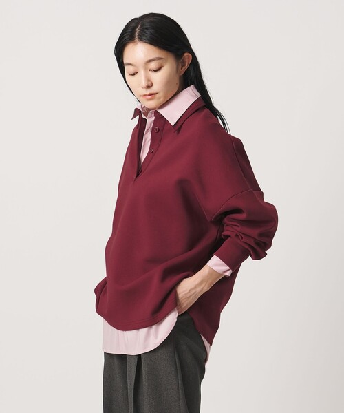 MARW UNITED ARROWS(マルゥ ユナイテッドアローズ)の「<MARW UNITED ARROWS>ポロカラー ダンボール プルオーバー(スウェット・レディース・ワインレッド/ブラック/ホワイト・FREE)」の10枚目の写真